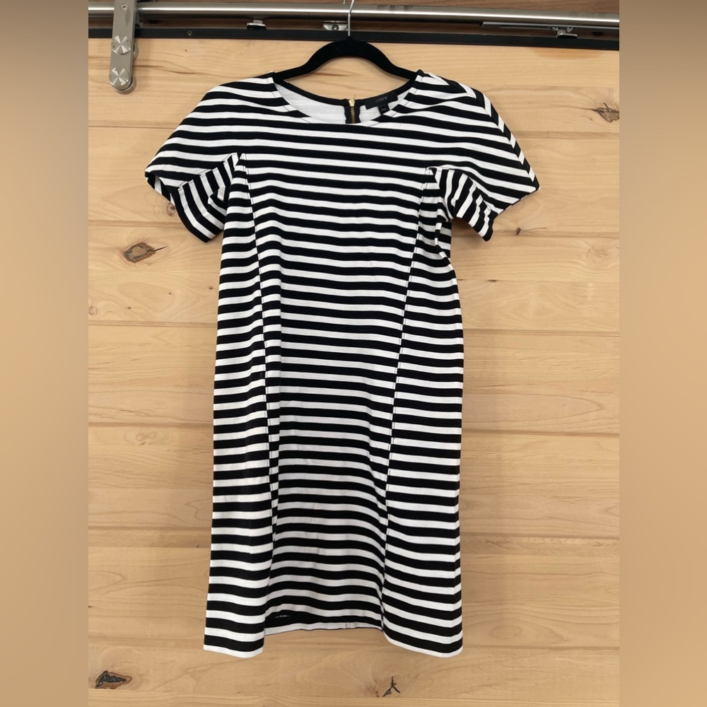 NWOT - J Crew - Nautical Striped Dress - zipper back - PXS - Petite -